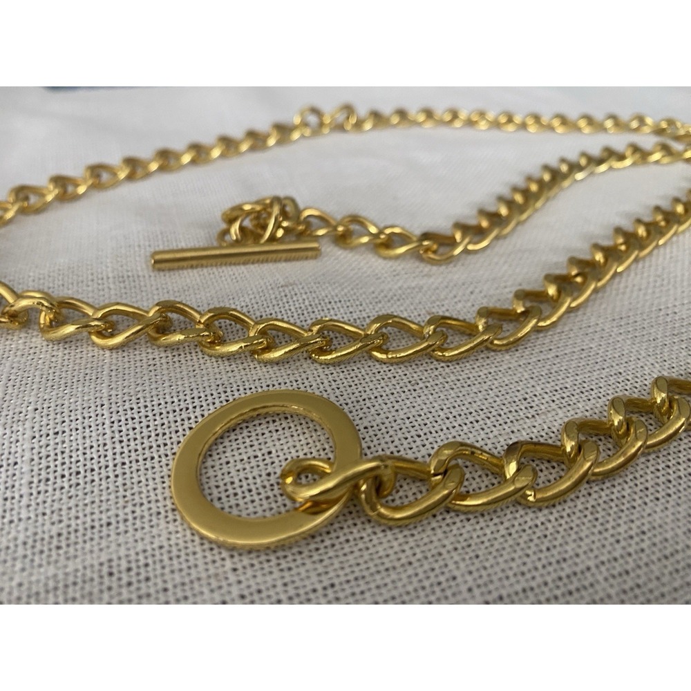 Vintage Gold Link Waist Chain Belt Large 90s Y2K Toggle Ring - Picture 2 of 5